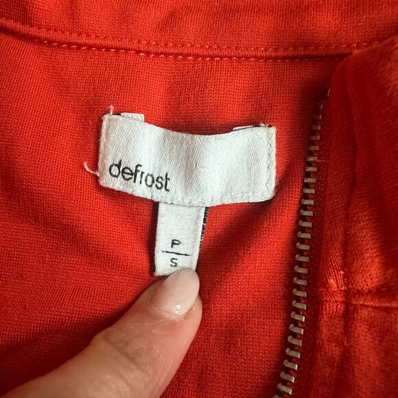 defrost Y2K Orange, Striped, Short Sleeve, Quarter Zip Up, Crop Top- S - Picture 3 of 6